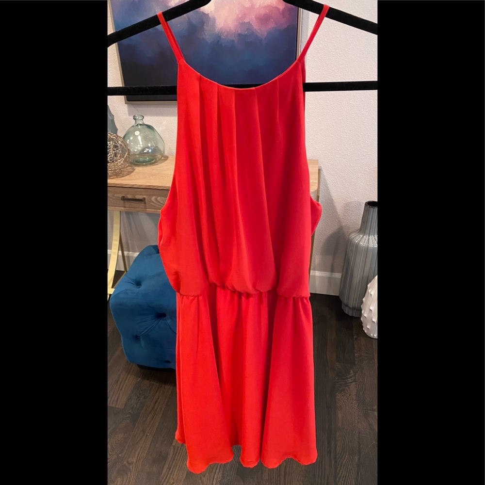 Lush reddish orange chiffon sundress with lining